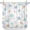 Ocean-Themed Coastal Shower Curtain - Coral, Conch & Seashell Design, Polyester Set with 12 Hooks for Bathroom Decor