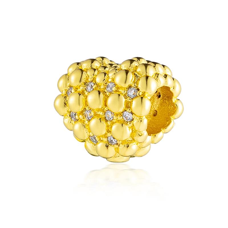 NOI Mărgele Rotunde Strălucitoare Placate cu Aur Clip Potrivite pentru Brățară Originală de Argint Bijuterii DIY Cadou Fundă Inimă Dublă Suspensă