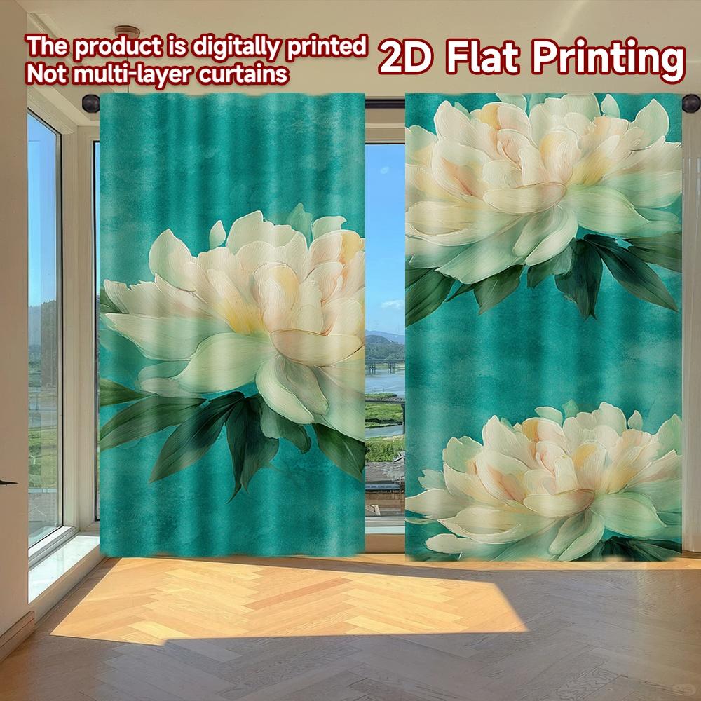

2D FLAT PRINTING 2pcs Curtains (Without Rod) Floral Spring Design (7) Valentine is day Festival Minimalist Curtains Versatile 100*130 HOOK 1pcs