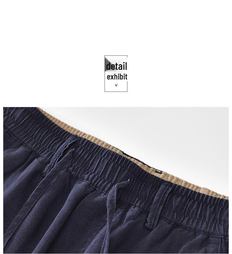 L8245 Elastischer Bund Leinen Tencel Mischung Gerades Bein Lockere Hose - Atmungsaktive Lange Hose