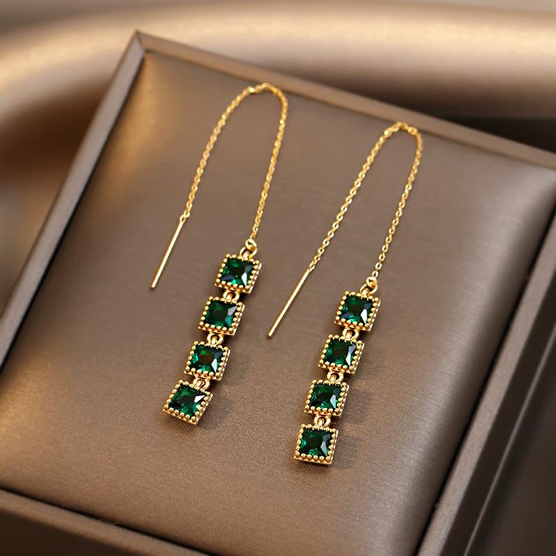 2022New Flower Tassel Shiny Long Earring Temperament Exquisite Elegant Trend Fashion Stud Earrings Wedding Birthday Gift