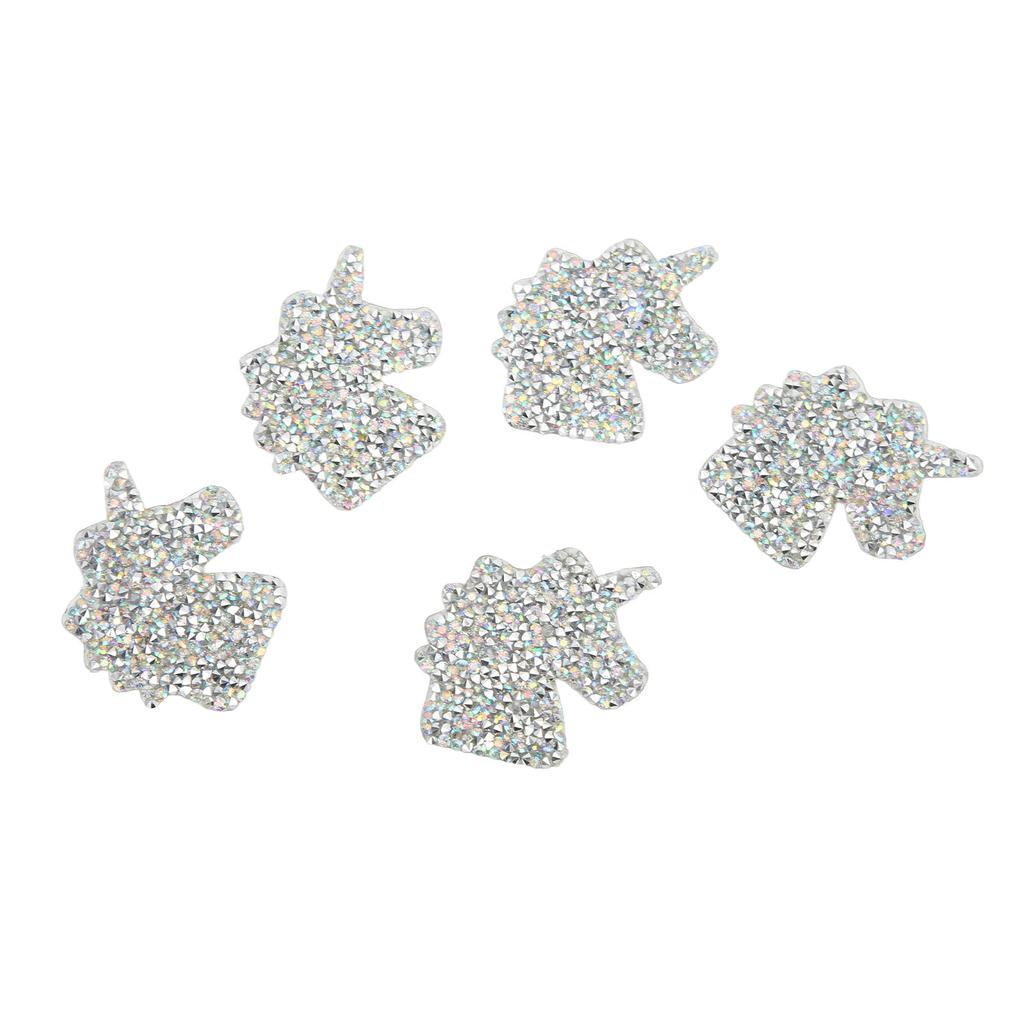 5 stücke Eisen Auf Patches Glänzend Niedlichen Einhorn Muster Strass Patches Hot Melt Adhesive Eisen Auf
