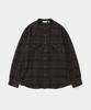 UNIFORM BRIDGE Band Collar Check Shirt Brown