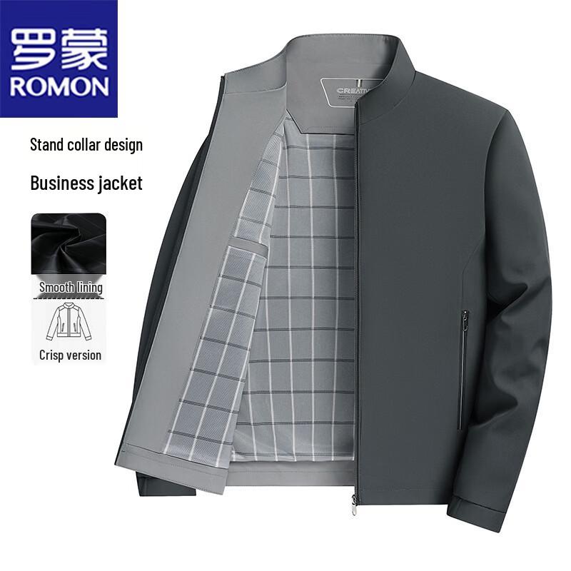 ROMON Men's Business Casual Stand Collar Windbreaker Jacket