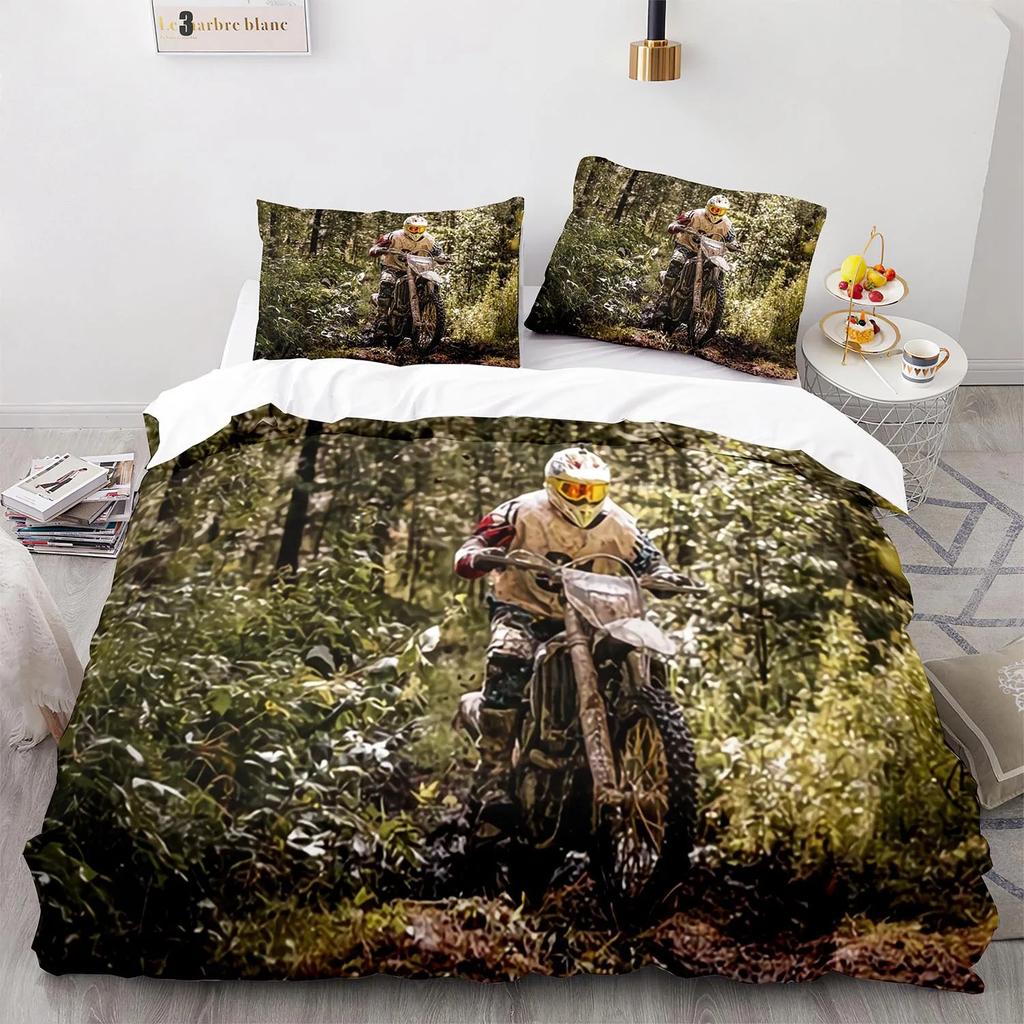 Extreme Sport Off-road Stunt Motorcycle 3D NEW Duvet Cover Pillowcase Bedding Set Adult Boy Girl Bedroom Decoration Double Large