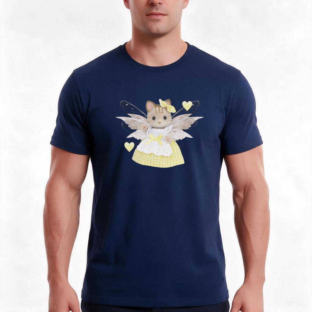 Calico Critter Fairycore Cat Tshirt Summer Casual Cotton Tee Oversized Streetwear Tops Vintage Graphic Print 100 Cotton