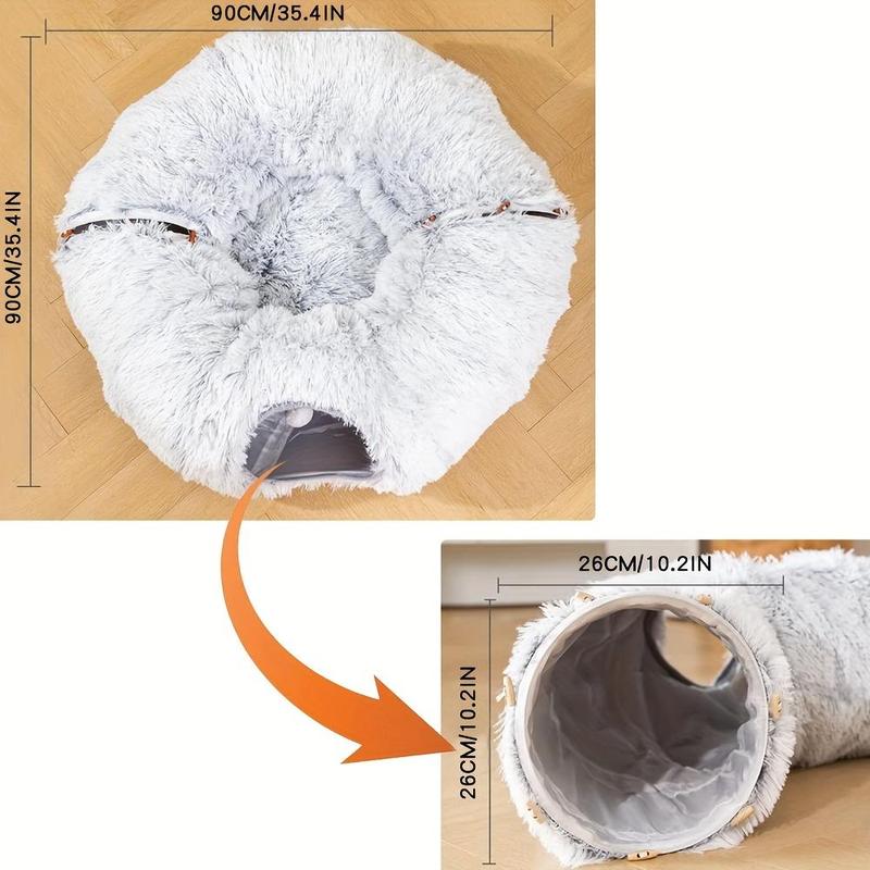 Spring Cat Tunnel Bed with Middle Mat Large Playground Toys Soft Plush Material Full Moon Shape Suitable for Small Cats (it Is Recommended To Take