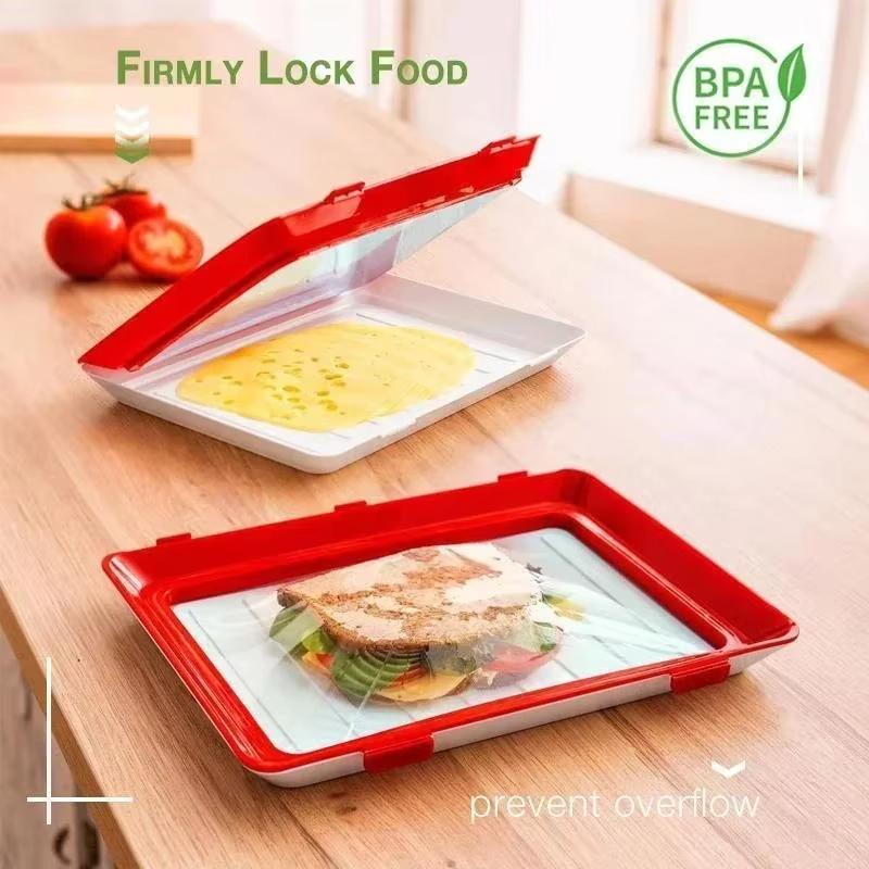 Creative Food Preservation Tray Reusable Stackable Food Tray Safety Plastic Meat Refrigerator Storage Tray Kitchen Tools