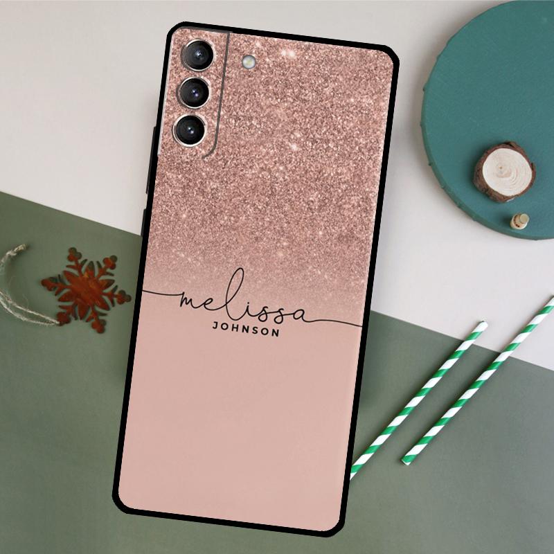 

Personalised Initials Ombre Glitter Case For Samsung Galaxy S23 S22 Ultra S20 S21 FE S8 S9 S10 Plus Note 10 20 Ultra Back Cover Galaxy S21 FE