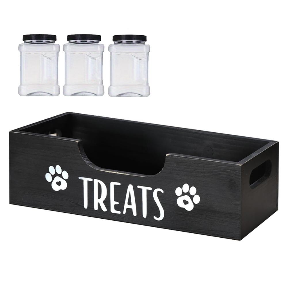 Wooden Pet Snack Storage Box Large Capacity Snack Organizer Multifunction Airtight Dog Treat Bin for Pet Gift Supply Accessories