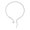 Monaco Snake Image Design, Synthetic Cubic Zirconia Necklace, Same Style for Men and Women, Couple Model, Silver White AC7692XKR