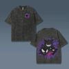 T-shirt Oversize Lavata Stampa Gengar Vintage Lavata a Maniche Corte da Uomo e Donna Moda Estiva 2026 Abbigliamento