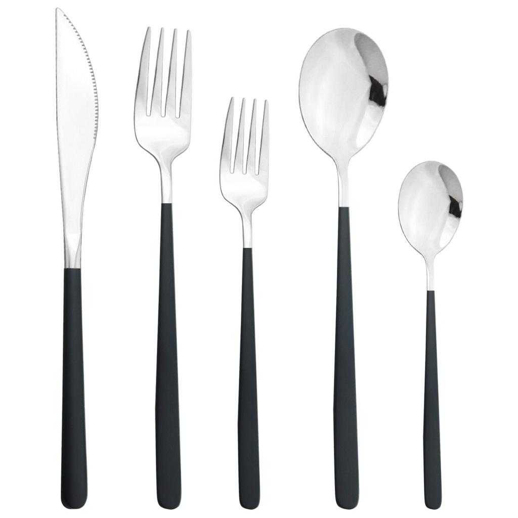 5Pcs Purple Dinnerware Set 18/10 Stainless Steel Cutlery Set Knife Dessert Fork Spoon Silverware Set Kitchen Party Tableware Set