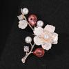 Mother Day Brooch with Strong Pin Design Imitation Pearl Cubic Zirconia Inlay Flower Shape Sweater Badge