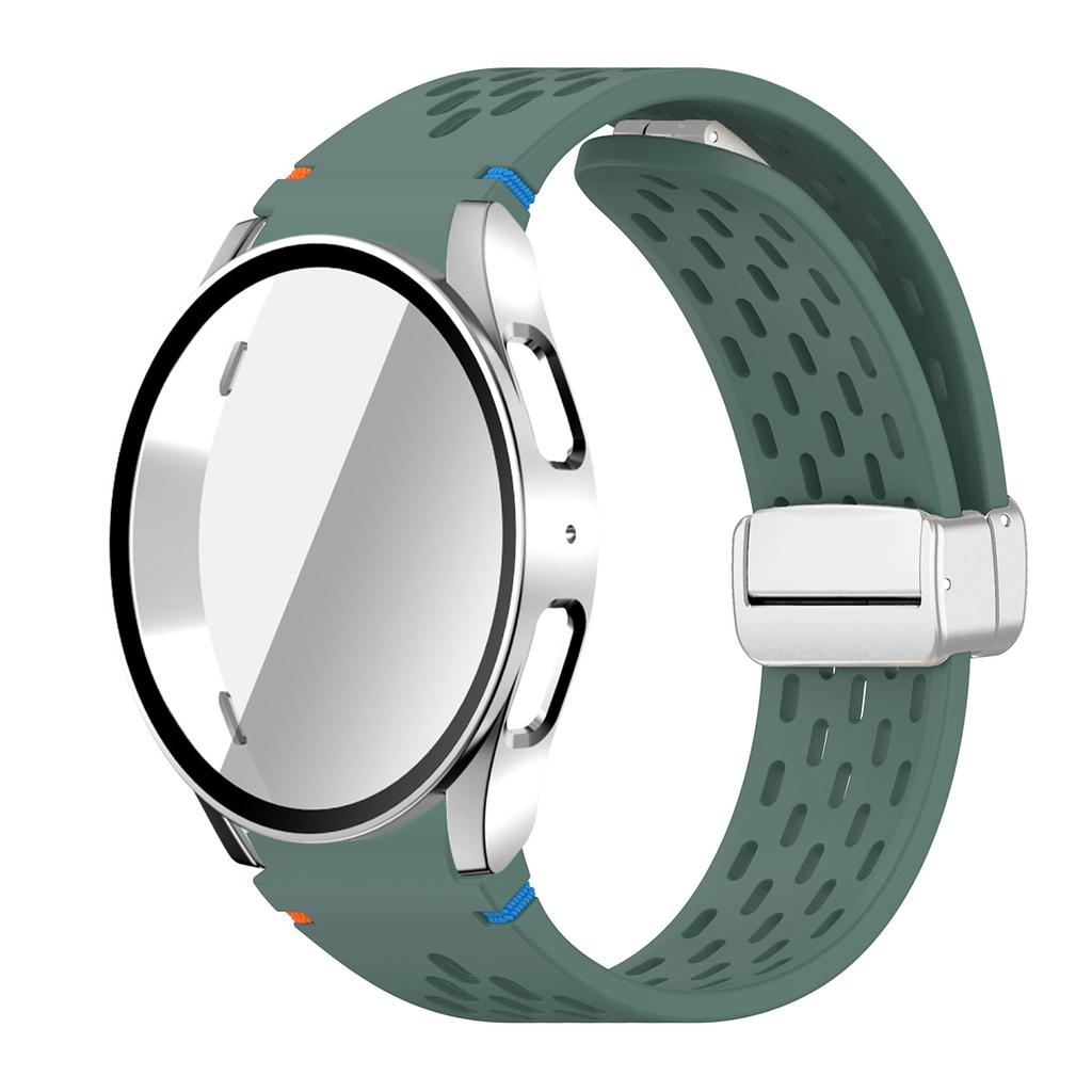 Case+Strap for Samsung Galaxy Watch 7 6 5 4 40/44mm Silicone Magnetic Band Tempered Glass Screen Film PC Protector Cover Bumper