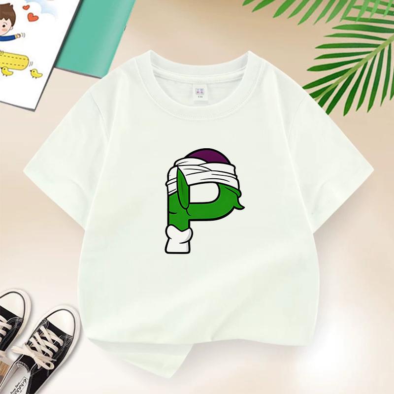 Dragon Ball Summer White Childrens Letter AW Printed Short Sleeve TShirt for Boys and Girls Cute Casual Tee Suitable As AGift