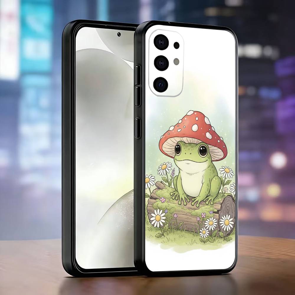 Herbst-Pilz-Frosch Handyhülle Für Samsung S25,S24,S21,S22,S23,S30,Ultra,S20,Plus,Fe,Lite,Note,10,Schwarze Hülle