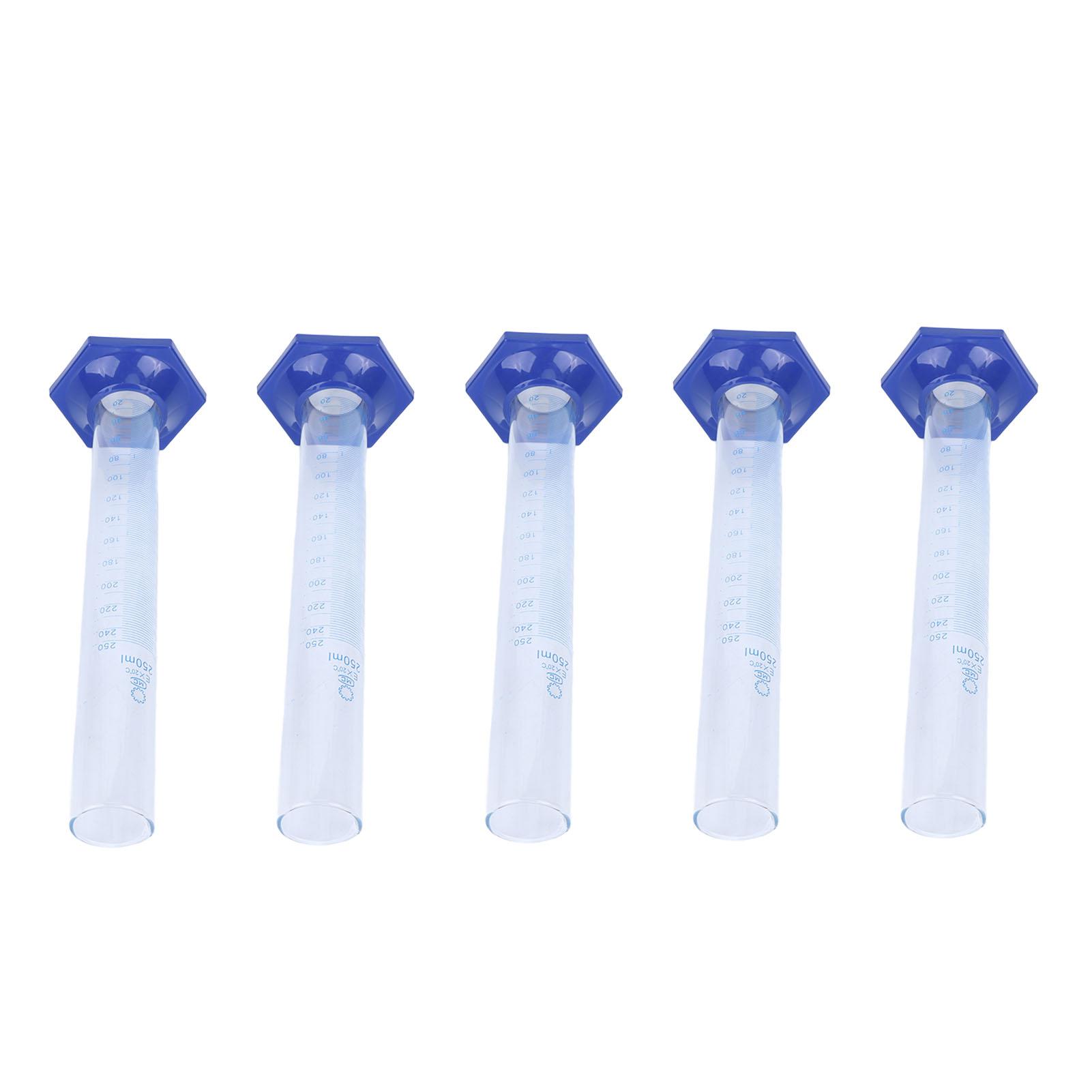 

5 шт. градуированный мерный цилиндр стеклянный лабораторное научное экспериментальное оборудование 250 мл