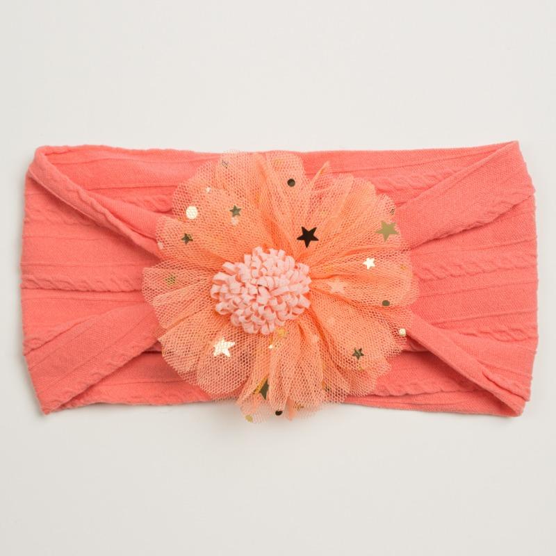 Summer New Girls' Hair Accessories, Baby Candy Color Flower Seamless Wide Headscarf, Baby Nylon Headband