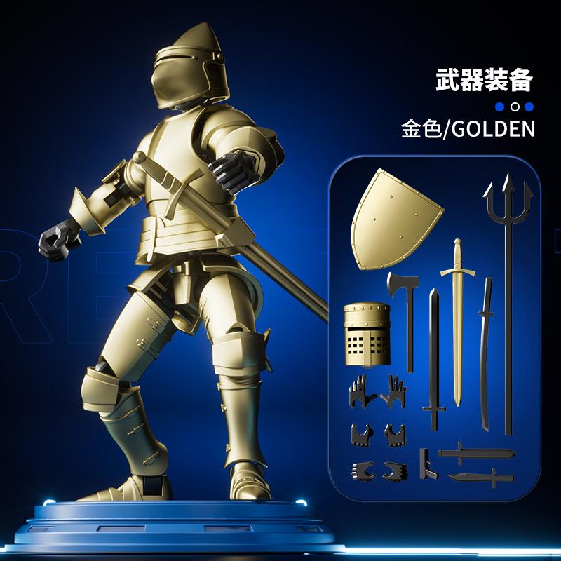 Electroplate Metallic Texture Lucky 13 Doll Figure Movable Joint Puppet Joint Magnetic Building Block 3D Assembled Boy Toy Gift
