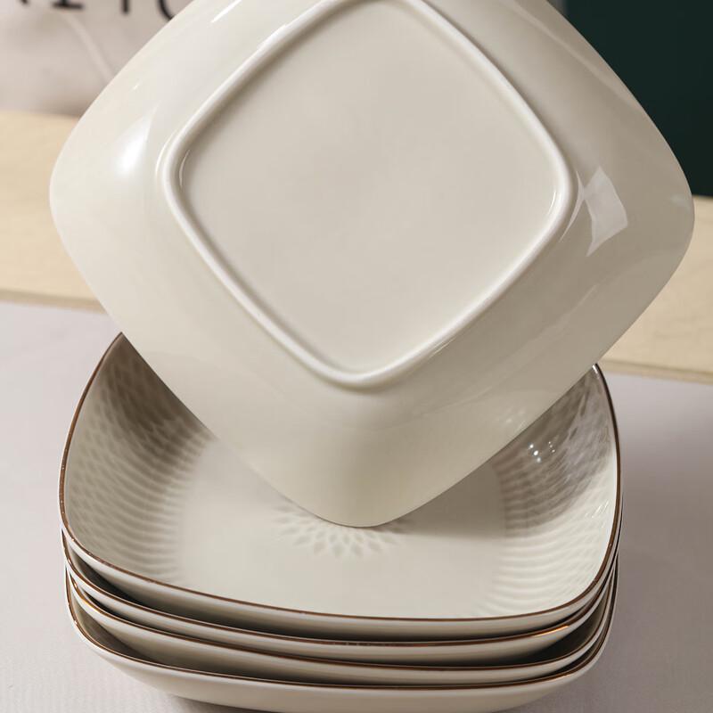 7-inch Nordic Square Ceramic Dinner Plates (Set of 6)