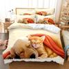 Cat and Dog Duvet Cover Set 3d Printing Cute Animal Theme Comforter Cover King Queen Size for Kid Boy Girl Polyester Bedding Set