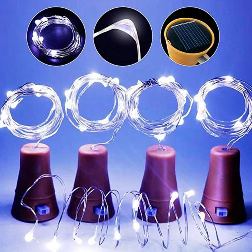 2M Solar Cork String Lights Cork Bottle Cork Lamp Strings Holiday Lamp