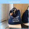 Denim Tote Bag For Women With Double Shoulder Straps Large Capacity Crossbody Style