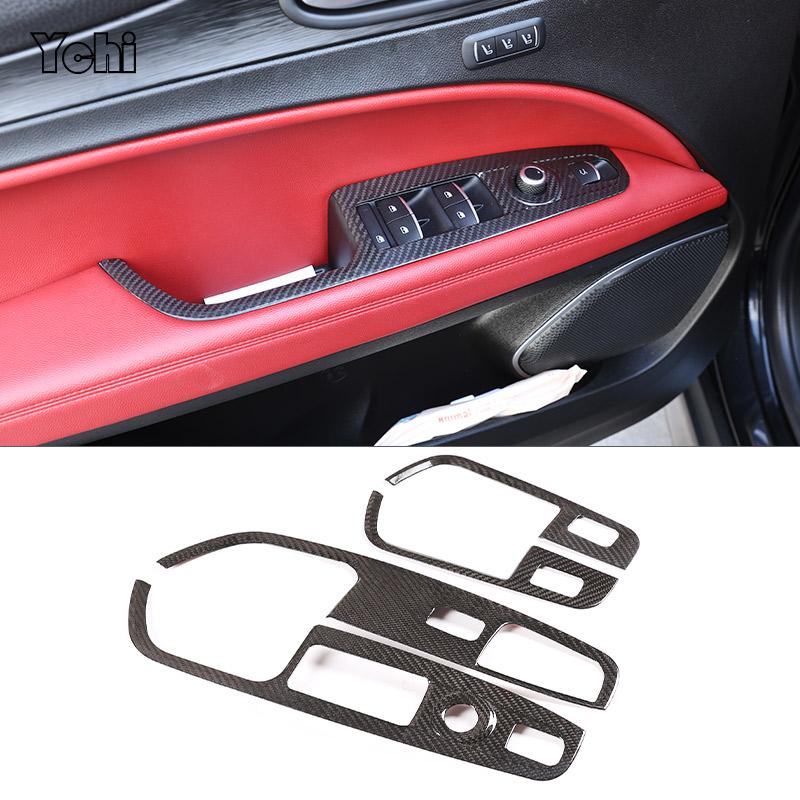 ABS Carbon Fiber For Alfa Romeo Stelvio 2017-2020 Window Lift Button Frame Cover Sticker Car Accessories For Left Hand Drive