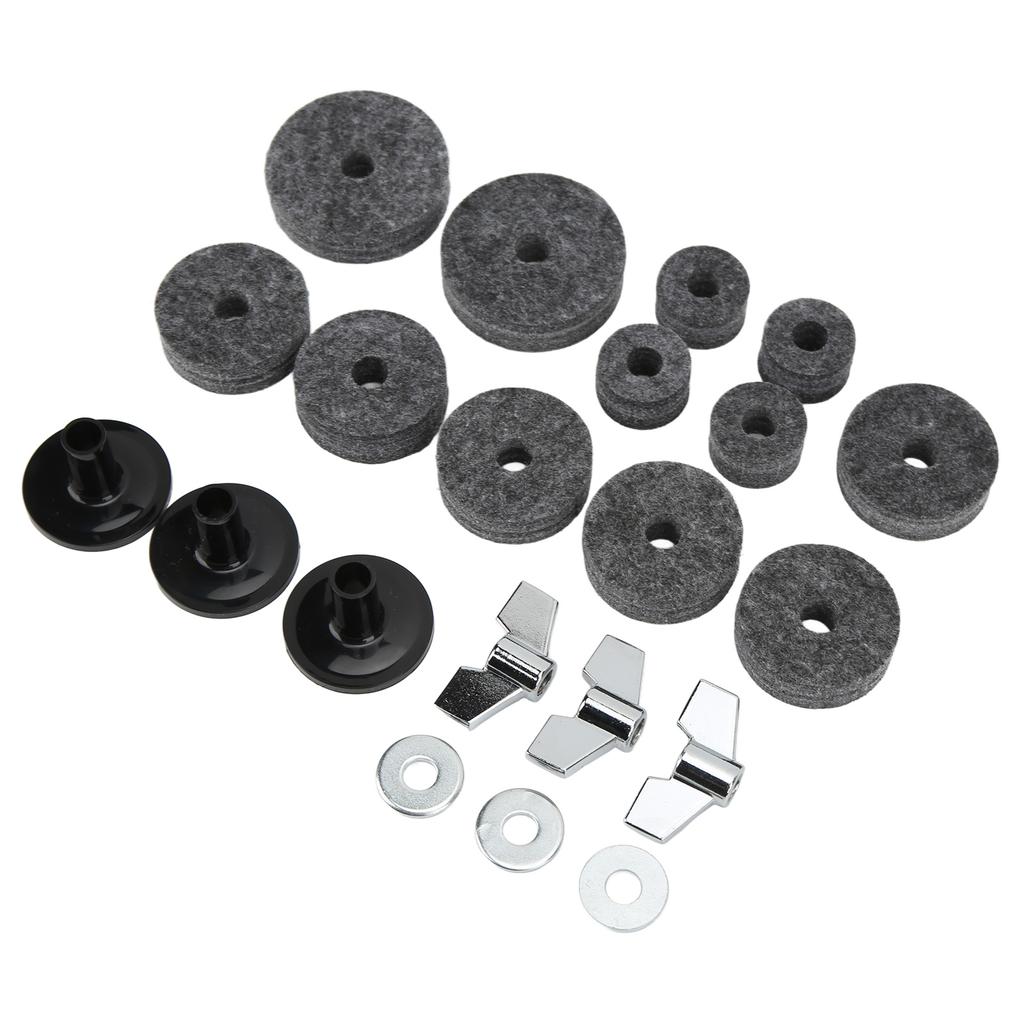 21Pcs Cymbal Replacement Accessories Felts Sleeves Wing Nuts Washers for Hi Hat Clutch CupGrey