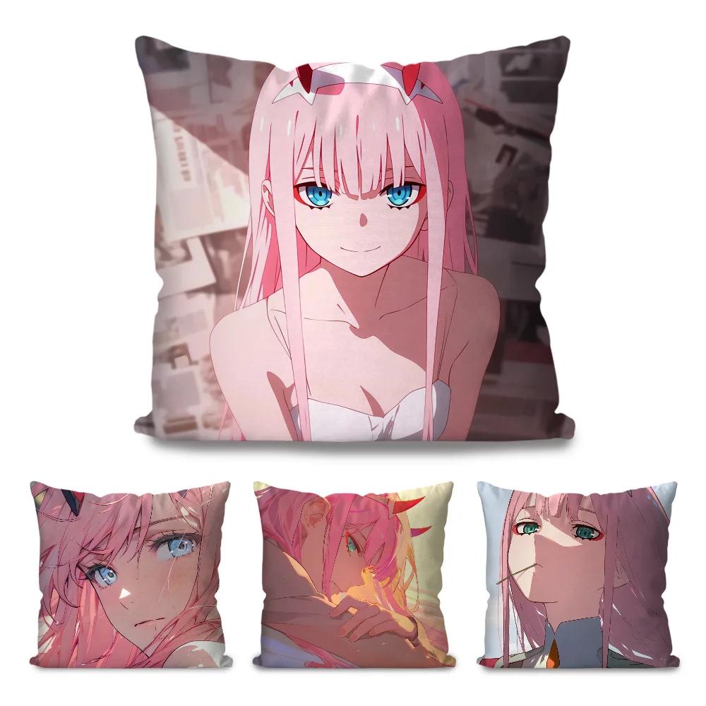 Zero Two Animation DARLING In The FRANXX Kissenbezug Quadratisches Kissen Schlafzimmer Sofa Freizeit Komfort Auto Wohnzimmer Heimdekoration 40X40