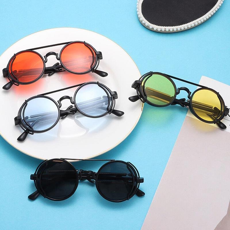 Steam Punk Metal Spring Frame Sunglasses for Women Men UV400 Resin Lens Unisex Sun Glasses Universal Car Moto Accessories 1 Pair