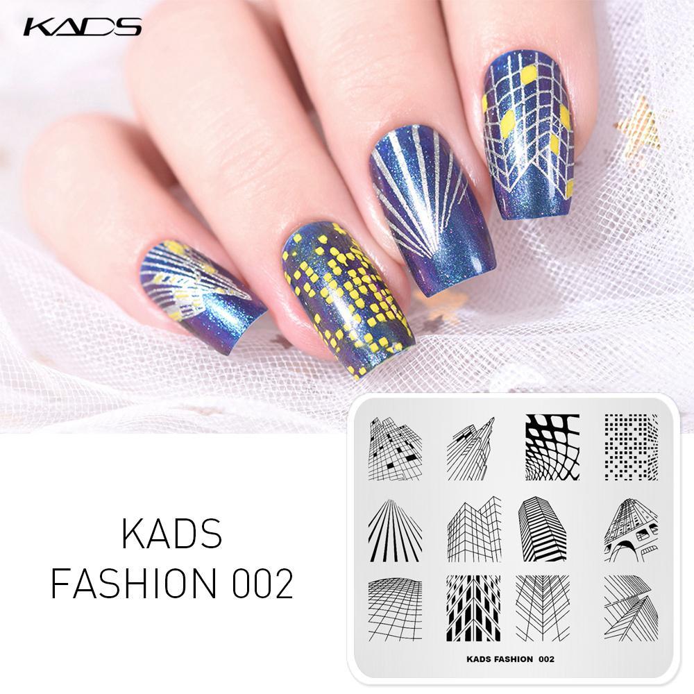 kads Móda 002 Série Razítkovací destičky na nehty Design Mrakodrapy Tvar budovy Razítko Destička na nehty Ozdoby na nehty Razítko na lak