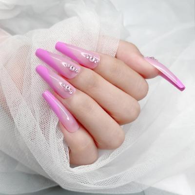 1 Set Fake Nails Ultra-Thin Removable Stunning Visual Effect Extend Nail Seamless Full Coverage Fake Nails