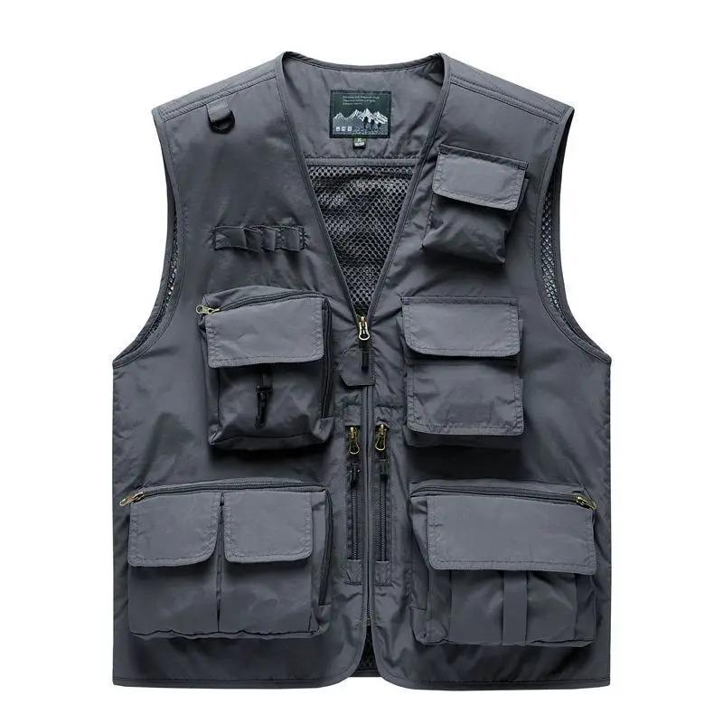 Summer Men Mesh Pockets Fishing Photography Breathable Vests Coats Men Outdoor Waistcoats Sleeveless Jackets