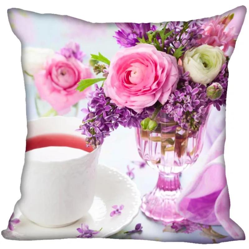 Hyacinth Flowers Pillow Case For Home Decorative Satin Pillows Cover Invisible Zippered Throw PillowCases Xcm 45cmx45cm