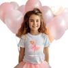 Girls Pink Ballerina Girl Printed Round Neck Short Sleeve T-shirt Summer Kids Casual T-shirt