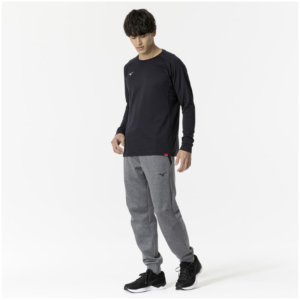 Mizuno Breath Thermo Training Long Sleeve and 32MAB543 Wear, T-Shirt, Moisture-Wicking Heat-Generating, Men's, Black,