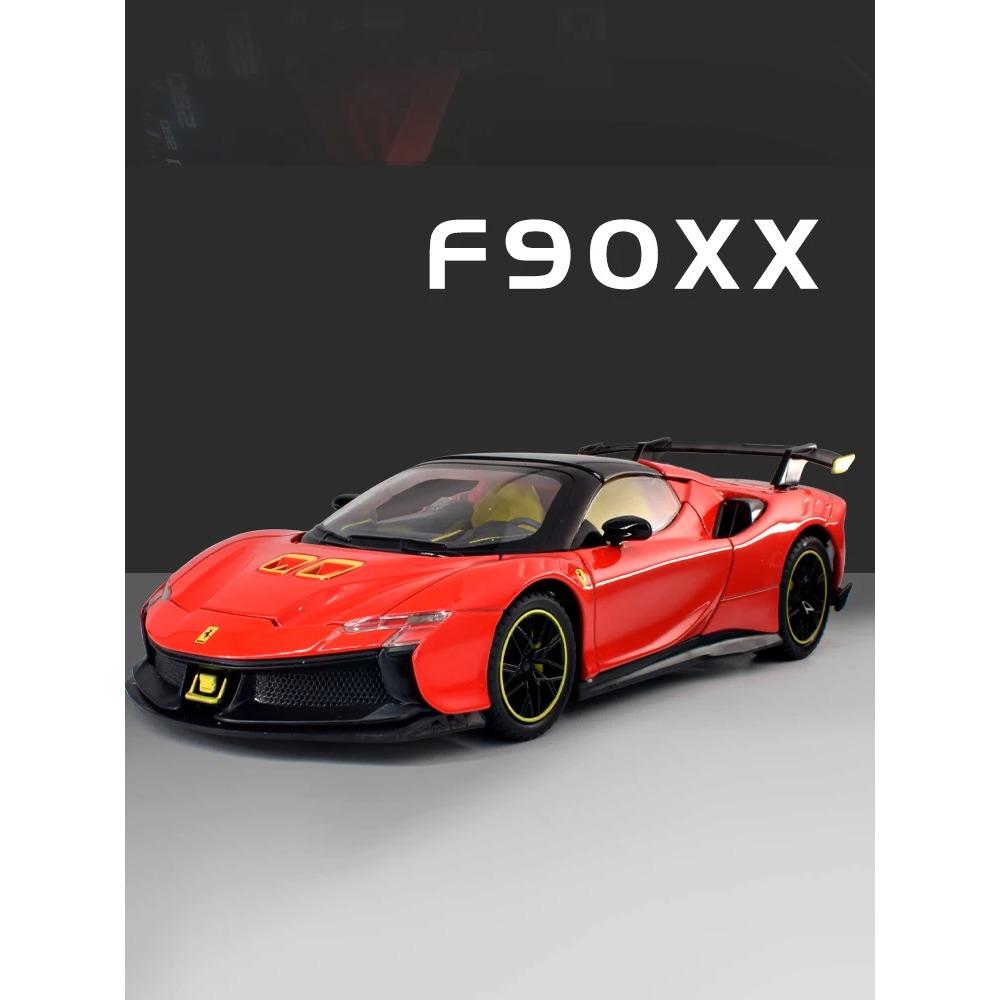 1/24 Ferrari SF90 SF90XX Alloy Sports Car Model Diecasts Metal Racing Vehicles Car Model Simulation Sound Light Collection Kids Toy Gift