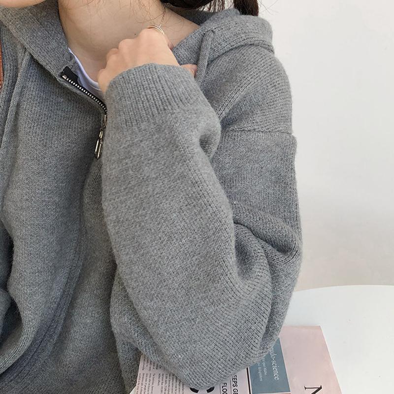 Вязаный кардиган с капюшоном на молнии — фото 5