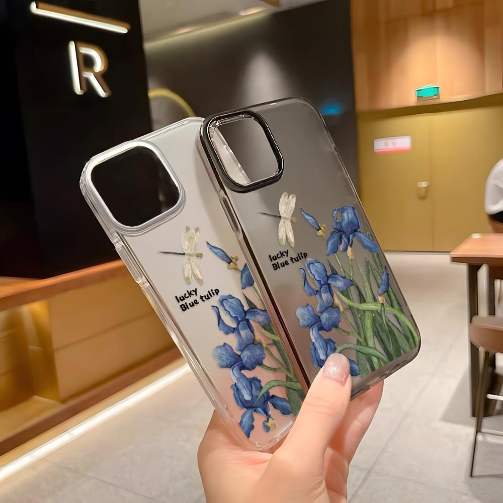 Mobile Phone Cases for iPhone 11 13 15 Pro Max 12 14 Pro Max Case iPhone 16 15 Plus 13 Pro 12 Mini 13 Mini Frosted Texture Painted Cartoon Flowers
