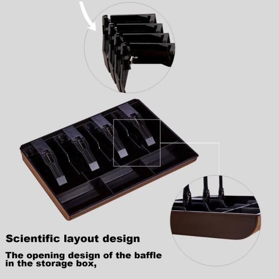 Pokladna Zásobník na peníze s kovovou sponou 4 přihrádky Pokladna Bezpečná peněženka Design Praktická výměna vložky do pokladny