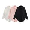 2025 Spring Women's European & American Style Casual Loose Long-Sleeve Cotton Shirt with Turn-Down Collar