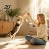 Cat Wand with Long Rope Toy Linen Bag, Interactive Bell, Exercise for Adult Cats Wooden Handle Feather Indoor Scratching Chasing Lure
