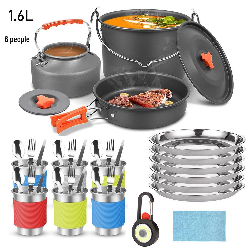 Cross-border Portable 1.6L Teapot and Kettle Outdoor Camping Cookware Set