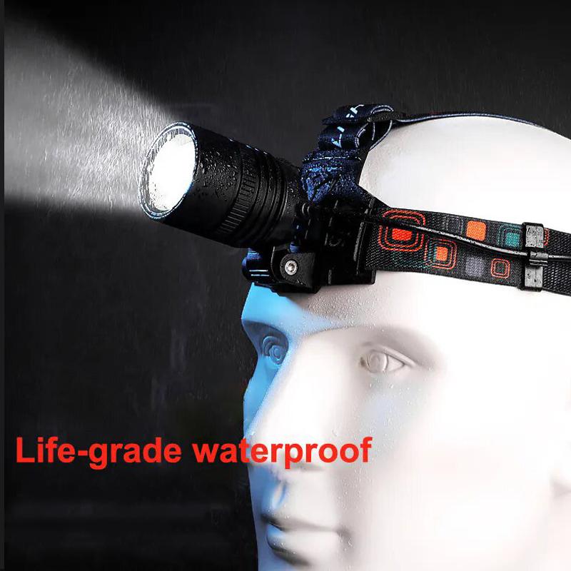 USB Rechargeable Aluminum Alloy Headlamp Super Bright Front Head Lamp 3 Lighting Modes Zoomable Head Lights Forehead Light
