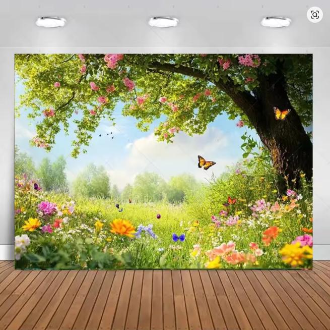 

BEPAN Spring fantasy sunny forest flowers background photo props photography background wedding birthday party decoration room poster Vinyl--W120xH80cm