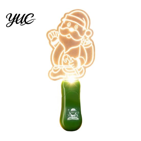 Santa Claus Projection Lamp Christmas Stage Light Toy for Kids, Musical Handheld Glow Stick with Stocking Stuffers Boys Girls Snowman Tree Reindeer