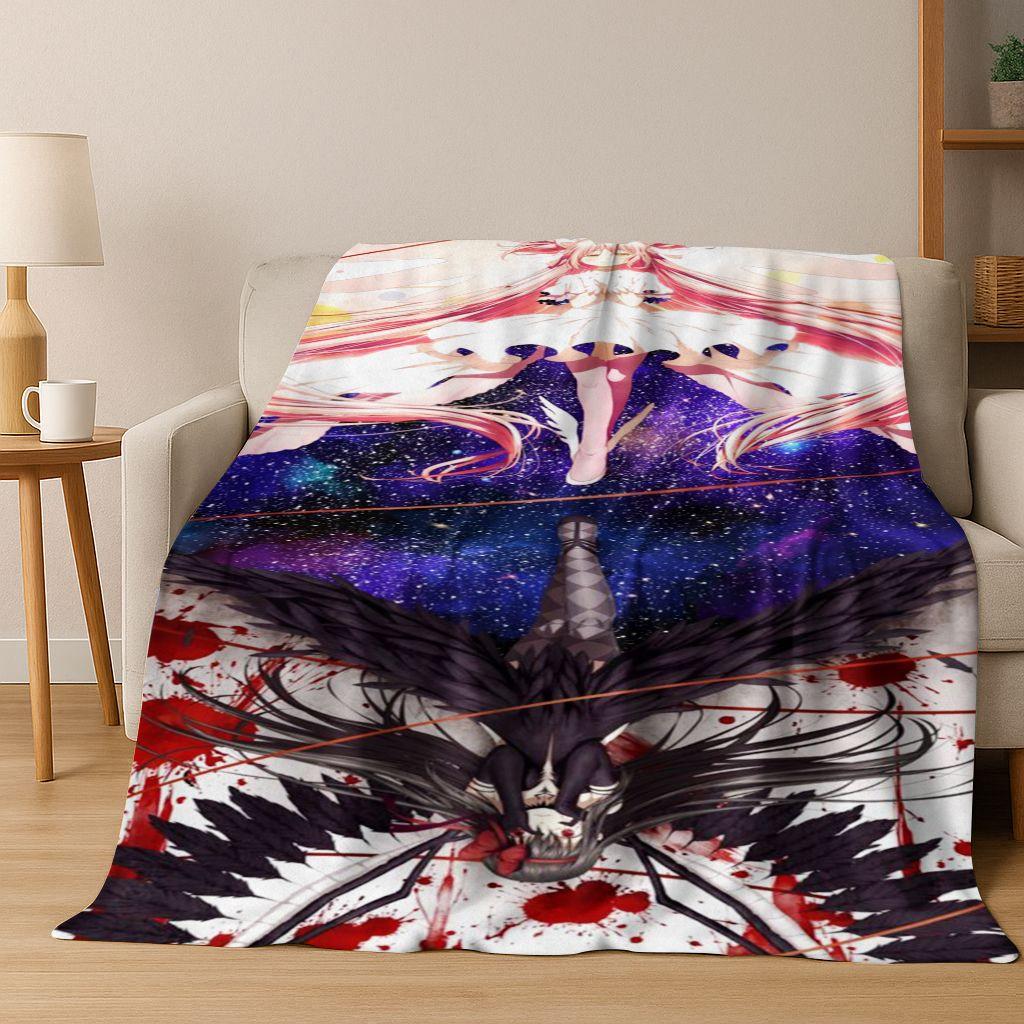 Cartoon Puella Magi Madoka Magica Girl Anime Art Flannel Blanket,Cozy Soft Throw Blanket for Home Bedroom Bed Sofa Cover Kids