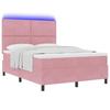 LED Boxspring Bed with Headboard Pink 140 X 200 Cm Velvet